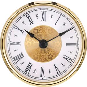 Hicarer 3-1/8 Inch (80 mm) Mini Quartz Clock Insert Round Clocks Head Insert Roman Number Replacement Movement White Face (Gold Trim)