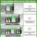 Large Dish Drying Rack, Expandable Dish Rack, Stainless Steel Anti-Rust Dish Racks for Kitchen Counter, Multifunctional Dish Drainer with Utensil Holder & Cup Holder, 13.4"-28.7" L x 11.8" W