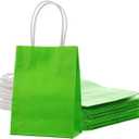 AWELL Small Green Paper Bag with Handle Party Favours Bag 6x4.5x2.5 inch for St.Patrick's Day Wedding Birthday Recycled Bag, Pack of 24