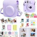 CAIYOULE Accessories for Fuji Instax Mini 12 Camera, Accessory Bundle Include PU Leather 12 Case, Mini Picture Album, Frames, DIY Stickers, Color Filter (No Camera) - Lilac Purple
