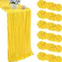 6 Pack Lemon Yellow Cheesecloth Table Runner 35x120 Inch Gauze Rustic Boho Table Runner 10FT Cheese Cloth for Spring Wedding Decor Birthday Party Bridal Baby Shower Table Decoration