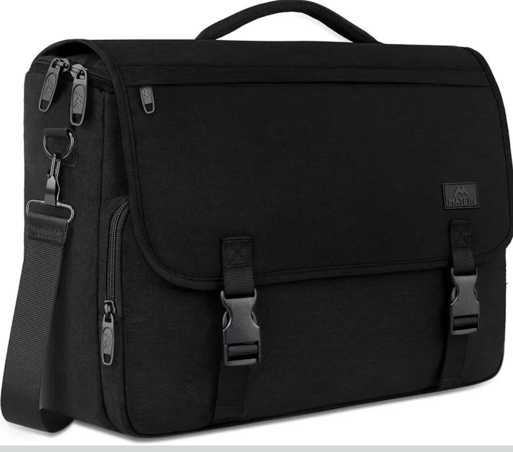 MATEIN Messenger Bag for Men, Briefcases Lightweight Men's Laptop Bag 15.6 inch Water Resistant Crossbody School Satchel Bags Computer Work Office Bag with Shoulder Strap, Black