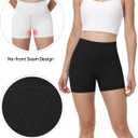 Runhit No Front Seam Biker Shorts for Women - 3''/5''/8'' High Waisted Workout Gym Yoga Spandex Shorts Tummy Control (Black, M)