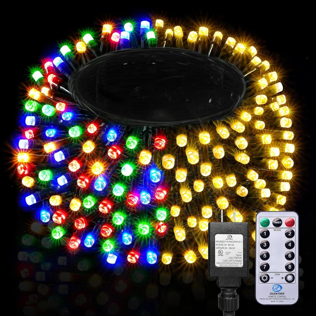 BlcTec Christmas Lights, 300 LED 108FT UL Certified Color Changing Christmas Tree Lights with Remote, 11 Modes, Timer, Waterproof, Connectable String Lights for Xmas Décor, Warm White & Multicolor