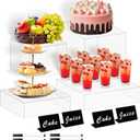 frtzal 4PCS Food Risers for Buffet Table Display Stand for Catering Dessert Matte black Cube Boxes Nesting Risers with Hollow Bottoms (Transparent, L-8,19,10,12)
