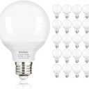 G25 LED Globe Light Bulbs, Round Vanity Light Bulbs for Bathroom, 40W Equivalent, Cool White 4000K, E26 Base, 600LM, Non-Dimmable, 20-Pack