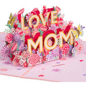 Paper Love 3D Mothers Day Pop Up Card, Love Mom, For Mom, Wife - 5" x 7" Cover - Includes Envelope and Note Tag
