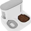 Automatic Cat Feeder,Gravity Auto Timed Pet Dry Food Self Feeding Container Dishes Bowl and Water Dispenser Fountain for Dog Puppy Kitten Kit Set Integrated 2 in 1 Continuous Tray(Grey)