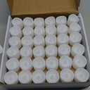 Homemory 72-Pack Novelty Flickering Flameless Tea Lights, 200+Hours Battery Operated, Fake Electric LED Votive Candles for Small Wedding Table Centerpieces, Proposals, Anniversaries (Bright Amber Glow, White Base)