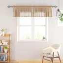 Brown Valances 2 Pieces Sheer Valences 18 inch Curtains Living Room Window Curtain Bedroom Kitchen Small Short Mini Curtain Panels Topper Rod Pocket 52"x18"