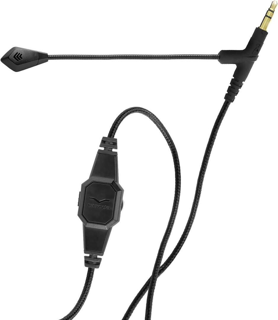 V-Moda BoomPro Microphone | for Gaming & Communication | Wired - 3.5 mm Jack | Flexible Boom | Clip-on Controller with Mute Button & Volume Wheel | Black