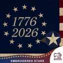 JRED 250 Anniversary American Bunting Flags 3x6 FT, 1776-2026 Tea-Stained Betsy Ross 13 Stars USA Pleated Fan Flags, Vintage Embroidered Stars 4th of July Decorations Banner