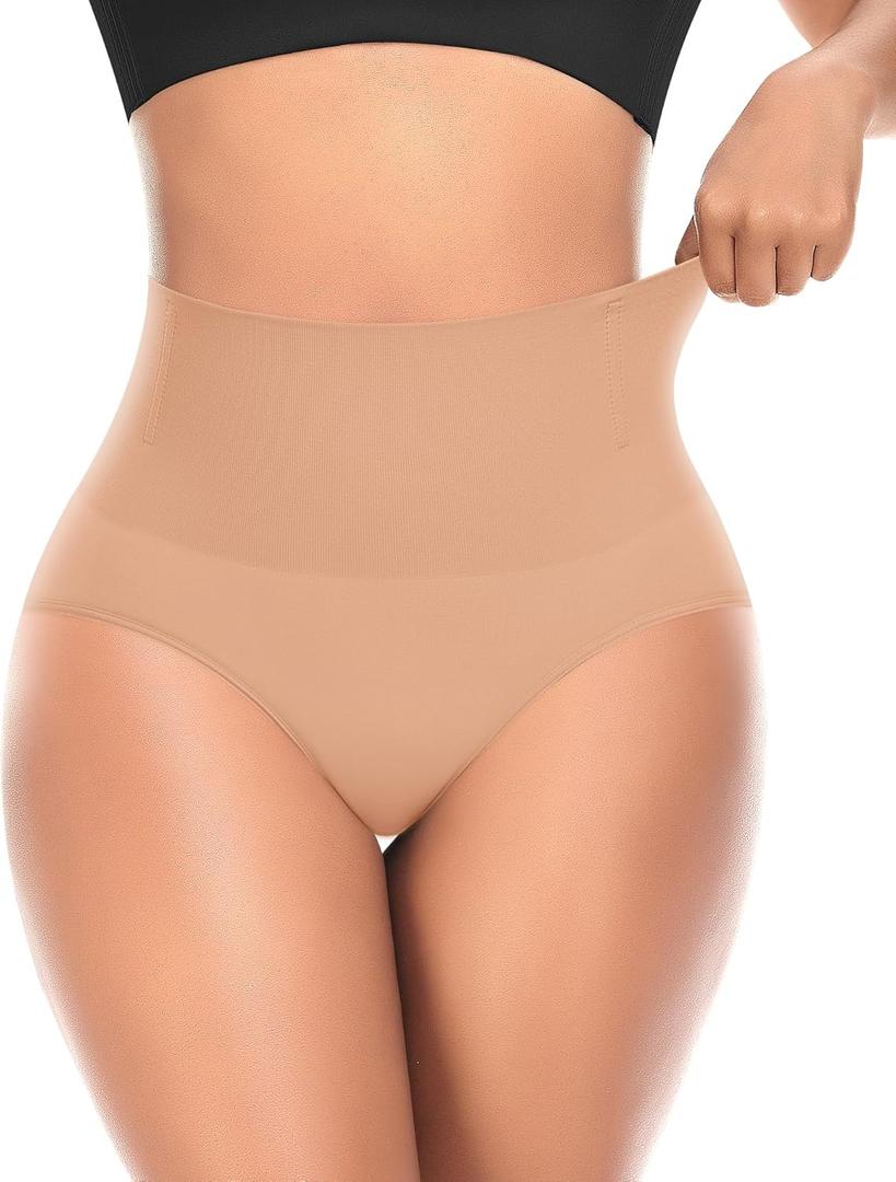 Tummy Control Shapewear Underwear for Women High Waisted Body Shaper Panties Slimming Girdle Shaping Briefs (Medium, #A2 Mid Waist Latte(seamless))