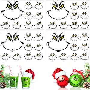 36 Pcs Christmas Face Transfer Stickers for Crafts Large 6 Inch Small 3 Inch Vinyl Eyes Pitcher Rub on Transfers Decals for Ornaments Glass Drinking Cups Wood Decorations Balls Party (face60)