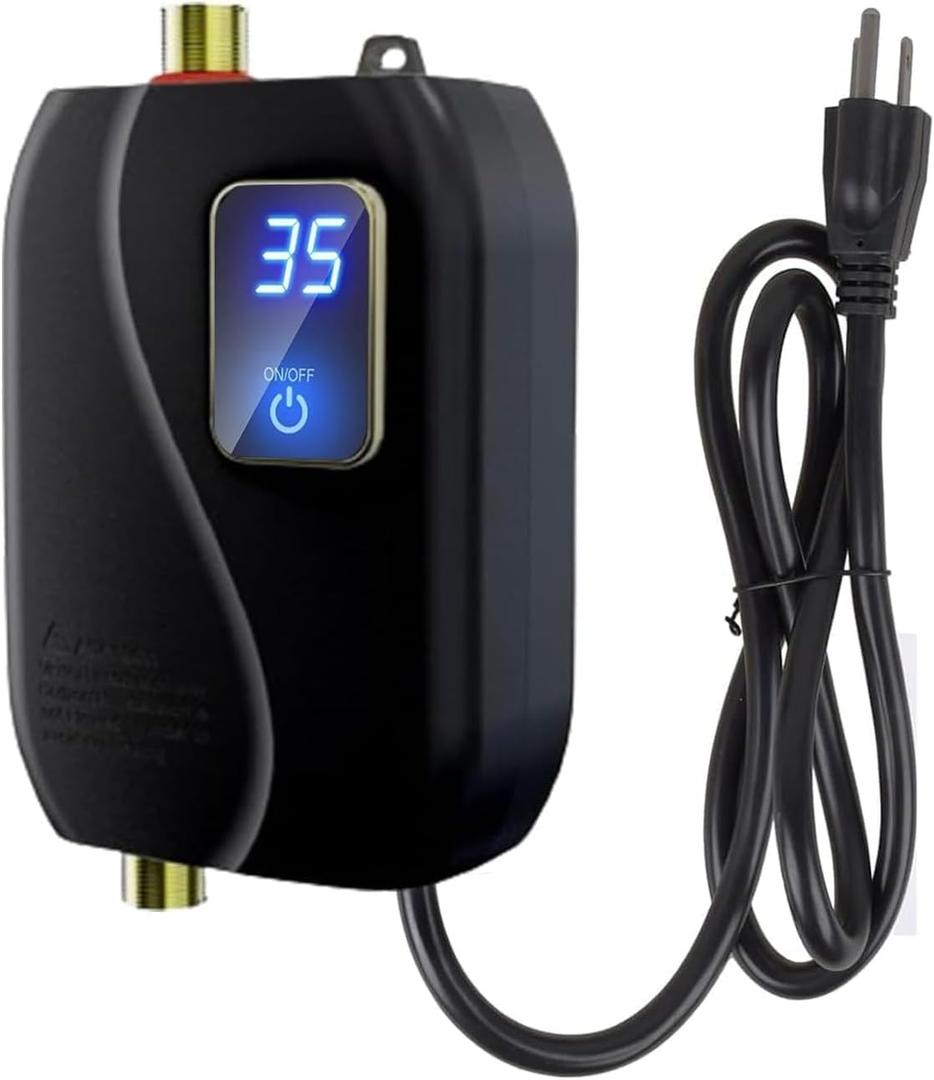 Tankless Water Heater Electric, 3000W Under Sink Instant Hot Water Heater, Mini RV On Demand Water Heater for Dish and Hand Washing in Kitchen Bathroom, 110V