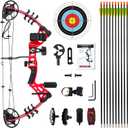 Youth Compound Bow Set 15-45 Lbs for Teens and Beginner, Package with Archery Hunting Equipment, Max Speed 260fps, Adjustable, Right Hand