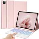 BQSS Touch for iPad Air 13 Inch Case Keyboard (M4/M3/M2 2026/2025/2024), Keyboard Case for iPad Pro 12.9 inch (6th/5th/4th/3rd Gen), Multi-Touch Trackpad, 7 Colors Backlit, Auto Sleep/Wake, Pink
