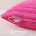 decorUhome Summer Cozy Faux Fur Throw Pillow Covers 12x20 Set of 2 Decorative Soft Plush Striped Lumbar Modern Farmhouse Boho Couch Pillow Cases with Velvet Back for Sofa Bed Living Room, Hot Pink