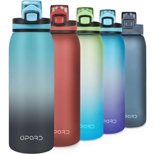 Opard 30oz/32oz Sports Water Bottle with Leak Proof Flip Top Lid BPA Free Tritan Reusable Plastic for Gym and Outdoor, Travel Water Bottle with Straw (Blue Waves)