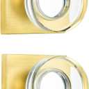 coolnews 2 Pack Crystal Glass Dummy Door Knob Gold Door Knobs Interior Satin Brass Door Knob for Hall and Closet Dummy Door Handles