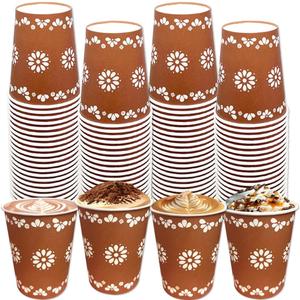 100 Pcs Cielito Lindo Copas De Barro Mexicanas Paper Cups Terracotta Flower Disposable Coffee Cups Mexican Dinnerware for Baby Shower Birthday Wedding Party Supplies