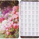 Portable Watercolor Tins Paint Palette with 40Pcs Empty Half Pans and Magnetic Squares, Small Travel Metal Paint Box with Acrylics Painting Art Drawing. FlowerSea (Box-flowersea)