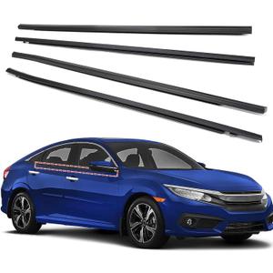 Car Window Weather Stripping Molding Trim Belt,Compatible with Honda Civic 2016-2021 4-Door Sedan, Replace#72450-TEA-T01 72410-TEA-T01 72950-TEA-T01 72910-TEA-T01