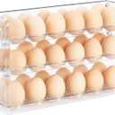 Egg Holder for 36 Eggs, Egg Storage for Refrigerator, PET Egg Container for Kitchen Countertop, Egg Dispenser, Egg Tray, Clear