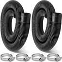 Jadive 2 Pack Pool Pump Replacement Hose Kit Heavy Duty Flexible Filter Hoses 1.5" Diameter 39" Long for Above Ground Pools Skimmers and Sand Filters UV Resistant with 4 Stainless Steel Clamps(Black)