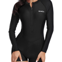Daci Women Long Sleeve Rash Guard One Piece Boyleg Swimsuit Zipper Surfing Bathing Suit UPF 50+, M