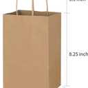 Toovip 100 Pack 5.25x3.25x8.25 Inch Small Plain Brown Kraft Paper Bags with Handles Bulk, Gift Bags for Favor Grocery Retail Party Birthday Shopping Business Goody Craft Merchandise Take Out Sacks