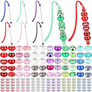 156 Pcs Beadable Bookmarks DIY Metal Bar Bookmarks Bead Gifts Set 6 Beads Bookmark 150 Rhinestone Loose Bead for Student Teacher Birthday Supplies(Classic,Multicolored)