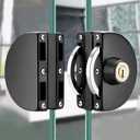 Glass Door Lock with Stainless Steel Double Bolts Swing Push, Double Sliding Door Lock Access Office Door Lock Security with 3 Keys,Fits on 0.39 to 0.47 inch Thickness Glass (Black)