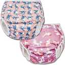 Joyo roy Reusable Swim Diapers 2pcs Snap One Size Swim Diapers Size 5 For Toddlers Baby Swimming Diaper Size 6 Easy-Wash Pool & Beach Baby Essentials Baby Girls' Waterproof Diaper For Swimming Lessons
