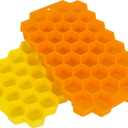 Evriholder Bee Chill Ice Trays, Silicone Ice Tray for Making Hexagonal Ice, Includes 2 Trays, Yellow and Orange