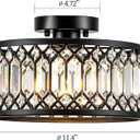 Zlepmlla Crystal Black Ceiling Light, Modern Semi Flush Mount Ceiling Light Fixture, Round Small Chandelier for Hallway Entryway Bathroom Bedroom Laundry Room, 1-Light, 11.4 Inch