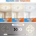 Low Profile Ceiling Fans with Lights and Remote, Fandelier Ceiling Fan Flush Mount, 3000K-6500K Smart 5 Blades LED Fan Light, Small Ceiling Fans with Lights for Bedroom, Kitchen, 18 inch