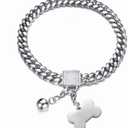 Silver Dog Collar 10MM/14MM/18MM Cuban Link Chain Choke Collar with CZ Buckle,Dog ID Tag and Dog Bell Sturdy Chew Proof for Puppy American Pitbull German Shepherd(14mm,20inch) (20inch(neck girth:18" to 19.5"))