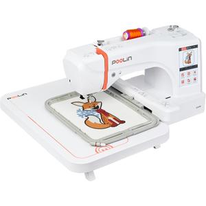PooLin EOC06 Embroidery Machine,11"x7.9",7.9"x7.9",5.5"x5.5" Embroidery Area,Computerized Embroidery Machine for Beginners Gifts,7" Touchscreen,200 Built-in Designs,USB & Wireless