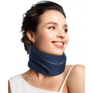 Neck Brace Cervical Collar - Neck Support Brace for Sleeping, Soft Foam Wraps Keep Vertebrae Stable and Aligned for Relief of Cervical Spine Pressure for Women & Men, (12.6-15.8 Inch) Blue (Medium)