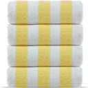 Chakir Turkish Linens Premium Quality 100% Cotton Turkish Cabana Thick Stripe Pool Beach Towels 4-Pack (Yellow, 30x60 Inch)