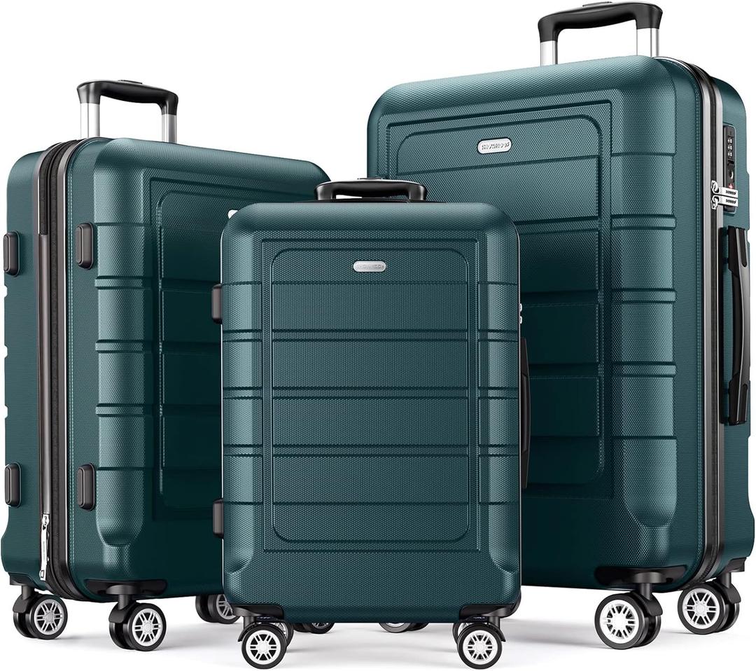 SHOWKOO Luggage Sets Expandable Suitcase Double Wheels TSA Lock (ArmyGreen) (20in24in28in)