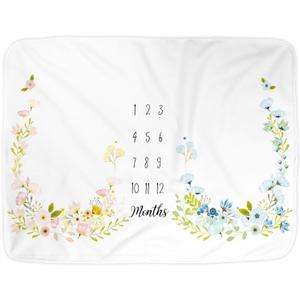 Kute 'n' Koo Premium Fleece Boy and Gril Twins Baby Monthly Milestone Baby Blanket for Girl Boy, Large Personalized Photography Background Blankets, Thick Fleece for Mom Newborn