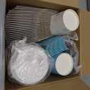 48 Sets 12 oz Christmas Snowflake Disposable Coffee Cups Hot Coffee Paper Cups with Lids and Straws Bulk Disposable Espresso Tea Mug for Christmas Holiday Party Supplies