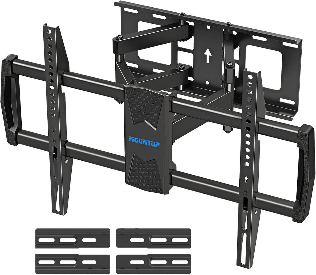 MOUNTUP TV Wall Mount for Most 42-82 Inch TVs, Fits 16" 18" or 24" Studs, Full Motion TV Bracket with Dual Articulating Arms, Swivel and Tilt, Max VESA 600x400mm, Holds up to 132 lbs, MU0028-24K (Textured Black)