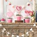 3 PCS Valentine Day Glitter Heart Topiary Tree Plant 5.5'' to 7'' Artificial Pink Heart Potted Tree Fake Plant with Pot for Tabletop Centerpiece Tiered Tray Decor Gifts