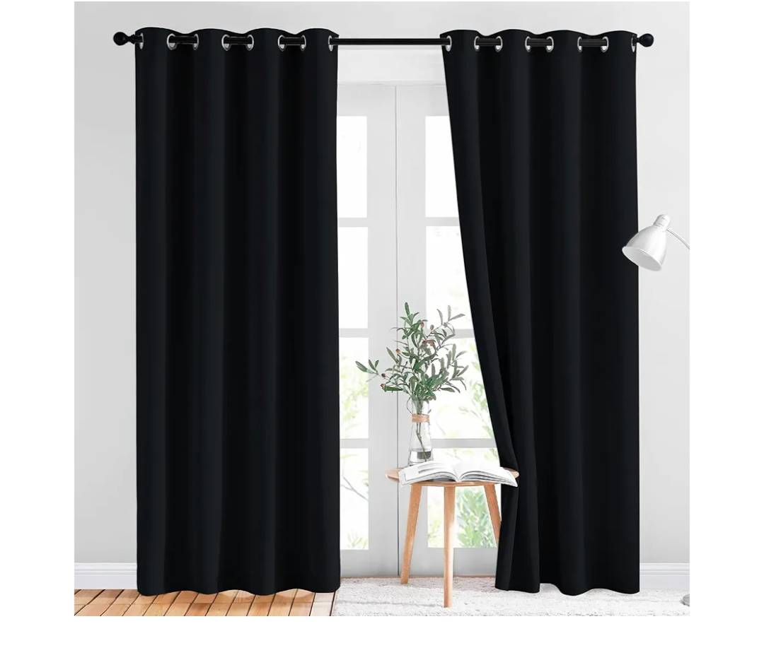 NICETOWN Black Out Curtains for Bedroom 84 inches Long - Light Reducing Thermal Insulated Solid Grommet Curtains/Panels/Drapes for Living Room (Set of 2, W52 x L84)