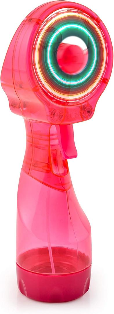 O2COOL LED Lights Deluxe Handheld Battery Powered Water Misting Fan (Raspberry)