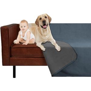 Ameritex Pet Bed Blanket Reversible 100% Waterproof Velvet Super Soft for Sofa and Bed (82x102 Inches, Blue+darkgrey)