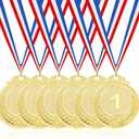 6 Pcs Gold Medals for Awards Adults, 1st Place Metal Award Medals Style Participation Winner Awards for Sports, Party, Tournaments, Prizes, Competitions, 2 Inches